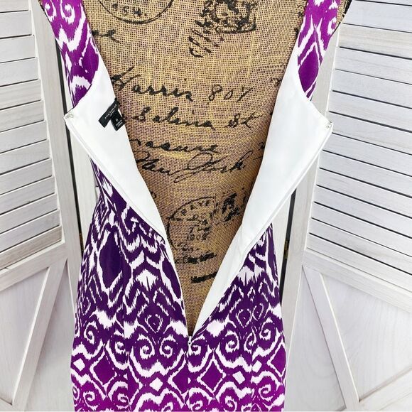Ann Taylor Ombre Ikat Tribal Print Fit Flare Dress Pink Purple 0 Sleeveless - Picture 8 of 14